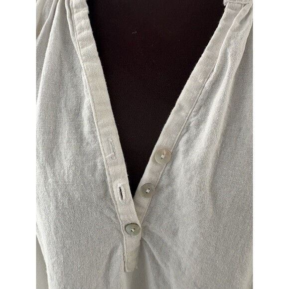 4Our Dreamers Linen Blend Dress Size XL White Henley Cottagecore Beach Lounge - Picture 2 of 16